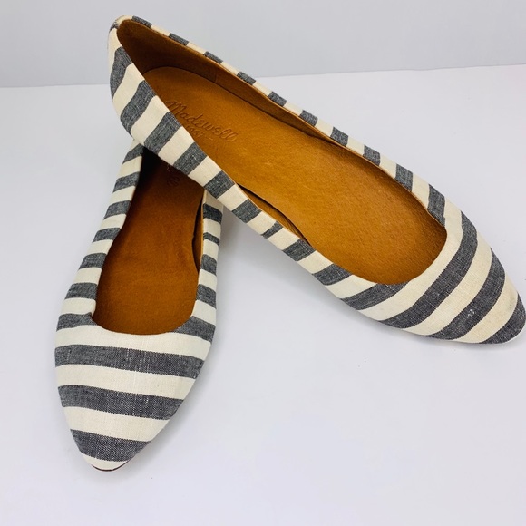 Madewell Sidewalk Skimmer Striped Ballet Flats pointy toe flats - Picture 1 of 8